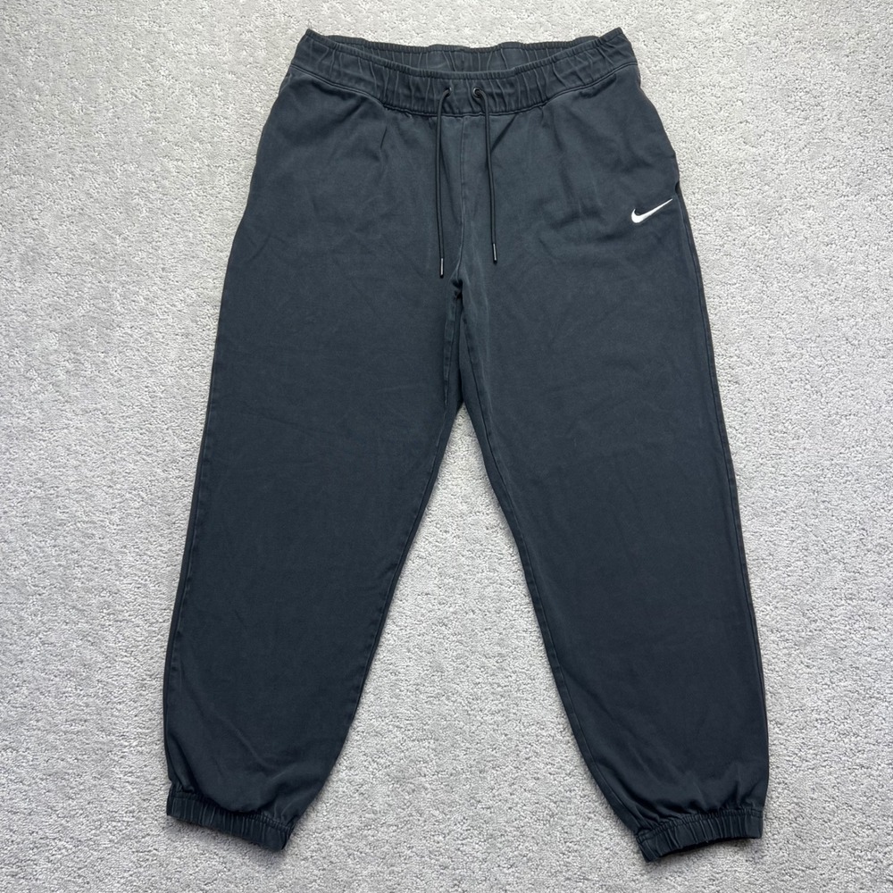 Nike Sportswear Easy Joggers Womens L Black Faded Embroidered Swoosh Sweatpants